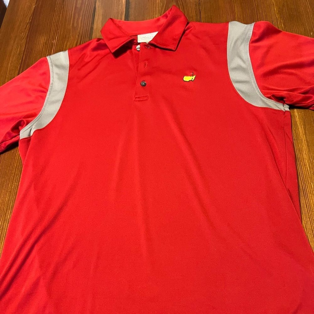 Masters Performance Red/Grey Large Short Sleeve Polyester Polo w/ Masters‎ Logo